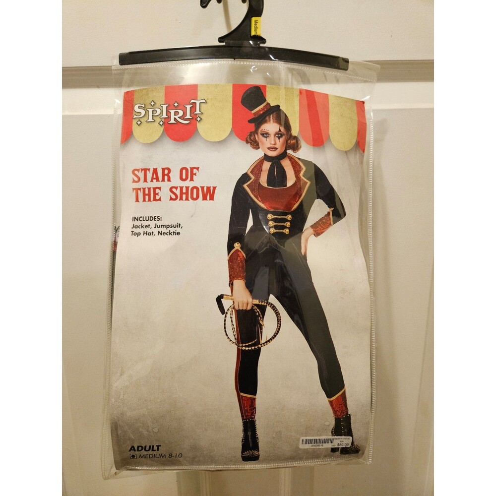 Spirit Halloween Ringmaster Costume Womens Adult Medium Black Red Gold
